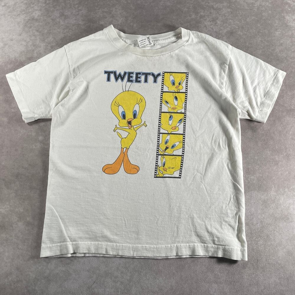 Women's Film Polaroid Looney Tunes Tweety Bird 90s Graphic Baby Tee M USA